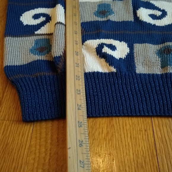 Peruvian Connection 100% pima cotton Sweater L  Handknitted rare design. - Picture 4 of 12